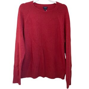 J.Crew Men's Size L Brick Red Lambswool Blend Crewneck Pullover Sweater